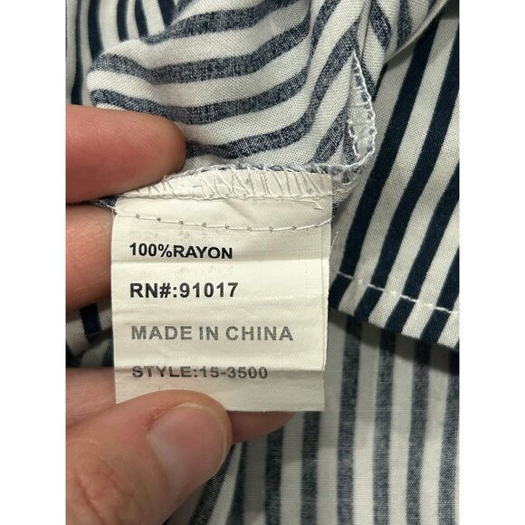 Solitaire Womens Stripe Button-Down Oversized Shirt Sz 1X - Picture 6 of 9